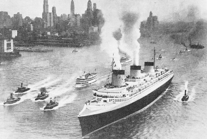 ARRIVAL AT NEW YORK of the Normandie