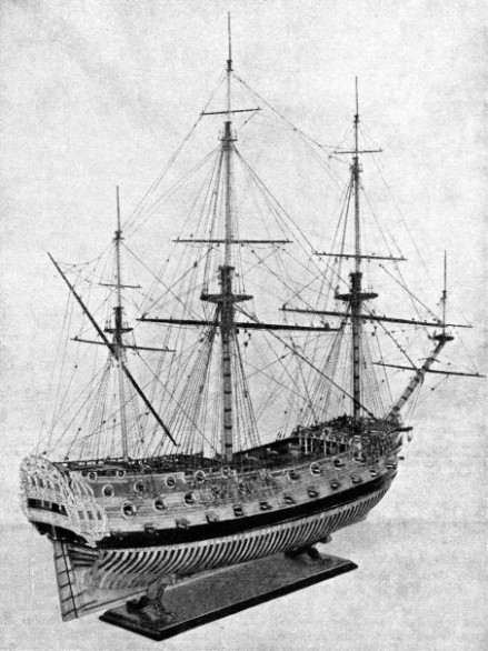 MODEL OF A 70-GUN SHIP built towards the close of the seventeenth century