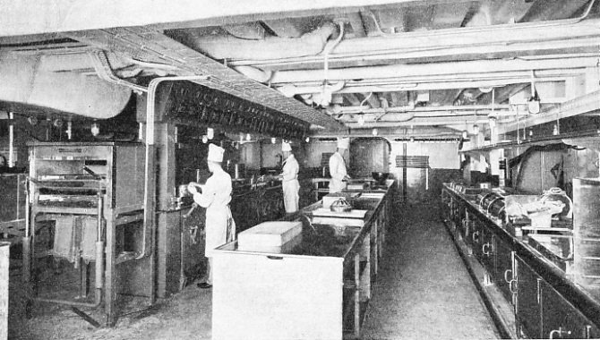 The modern kitchen in the P & O liner Strathmore