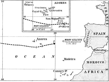THE TRACK OF THE MARY CELESTE up to the last entry found in her log