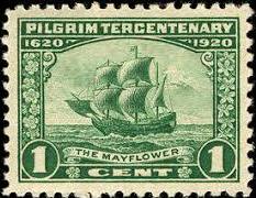 THE FAMOUS MAYFLOWER is illustrated in this United States stamp