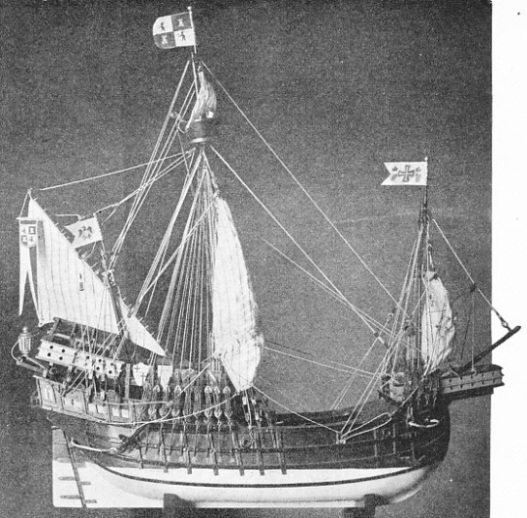 A beautiful model of Columbus’s ship the Santa Maria, made by Mr. E. V. Michael