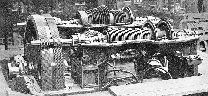 a set of turbines under construction for a cross-Channel steamer