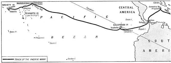 Map showing the voyage of the Pacific Moon