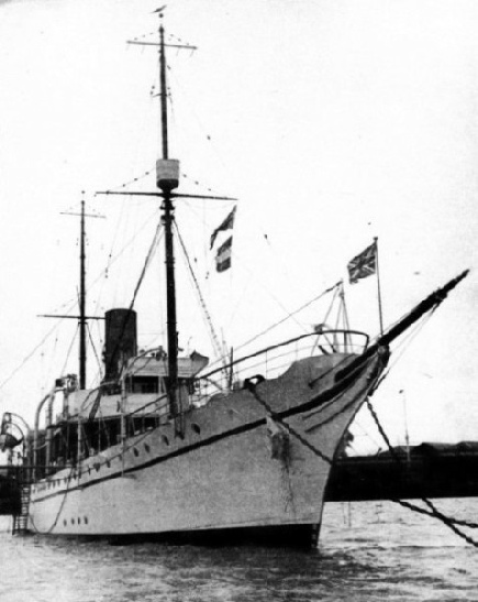 The survey ship H.M.S. Endeavour is a vessel of 1,280 tons