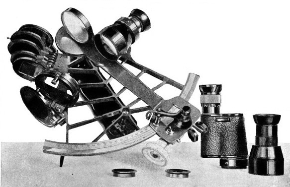 A SEXTANT FITTED WITH OBSERVING TELESCOPE AND SHADES