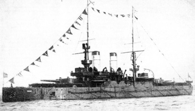 The Russian battleship Sissoi Veliky, of 10,433 tons displacement