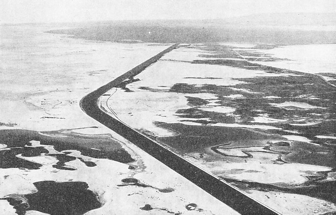 The Suez Canal, illustrated here by a remarkable infra-red ray photograph taken from the air