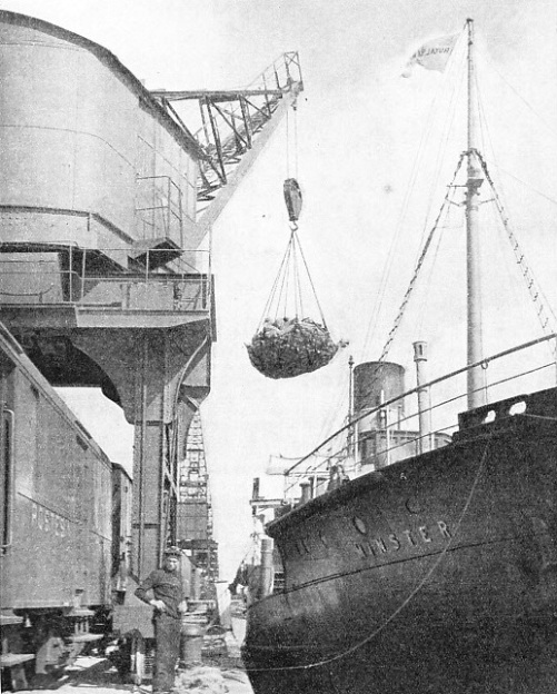 A French mail train waits alongside the quay at Calais for the British mails from Dover