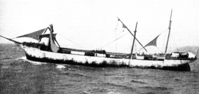UNDER JURY RIG, after a gale in 1932, the Hougomont was sailed to her destination