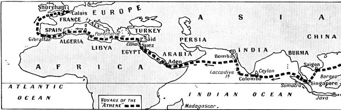 A VOYAGE OF 18,000 MILES was made by the auxiliary yawl Athene