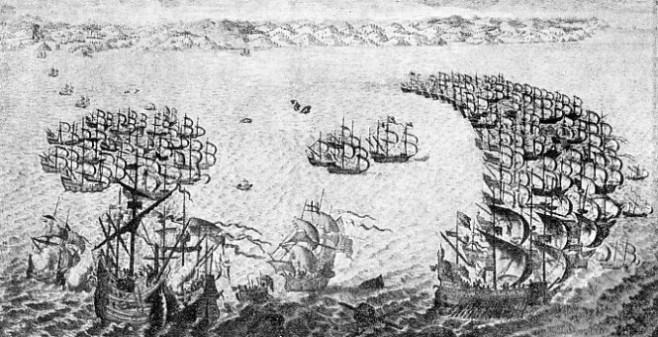 The Spanish Armada pursued up the English Channel