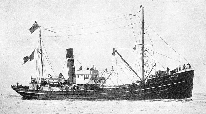 The salvage ship Artiglio II steaming into Plymouth