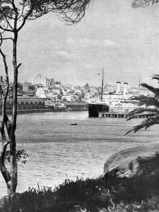 An Orient liner berthed in Woolloomooloo Bay, Sydney