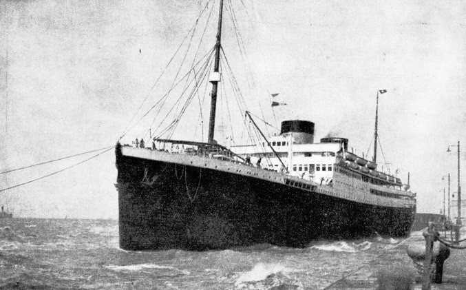 The Britannic moving away from the landing stage at Liverpool