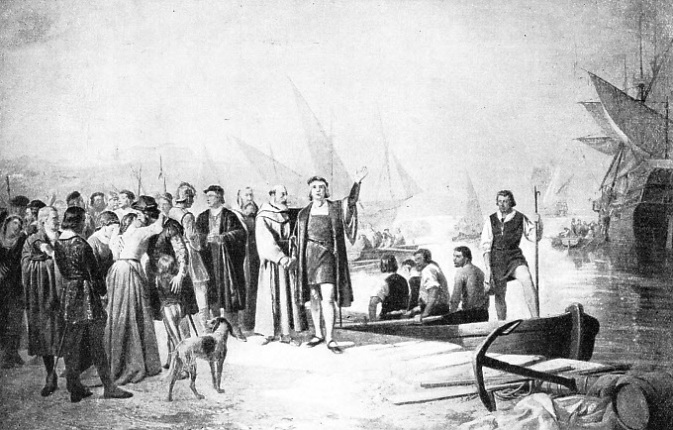 COLUMBUS LEAVING THE OLD WORLD on the famous voyage which discovered the New