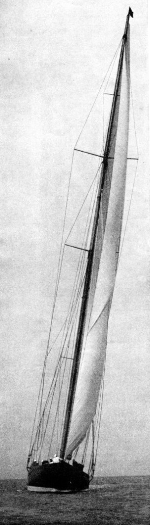 THE TALL MAST of Sir Thomas Lipton’s Shamrock V