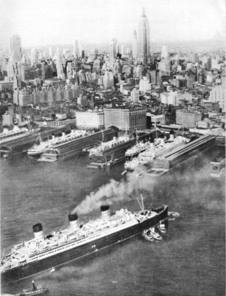 The "Berengaria" approaching her berth in New York