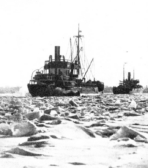 ICE-BREAKERS AT WORK on the River Elbe