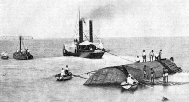 THE SUCCESSFUL LAUNCH of the cylindrical ship containing Cleopatra's Needle