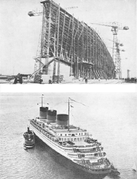 BUILDING THE GIANT HULL of the Normandie