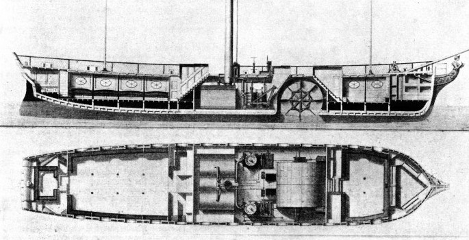 The paddle steamer London Engineer shown here in section