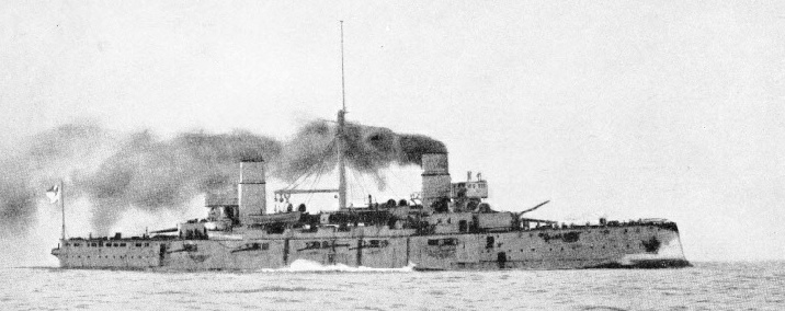 The Japanese armoured cruiser Nisshin, formerly the Moreno