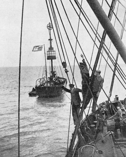 The relief of the Breaksea lightship, stationed in the Bristol Channel