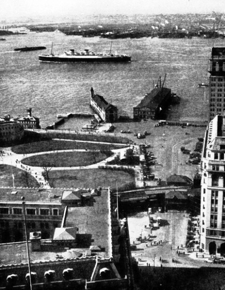 THE UPPER END OF BATTERY PARK, at the south-western corner of Manhattan Island