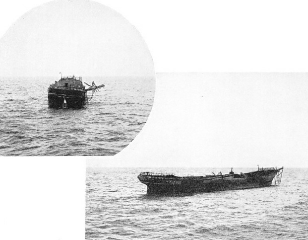 A barque, the Lysglint ex Pesca ex Blytheswood, drifting in mid-ocean