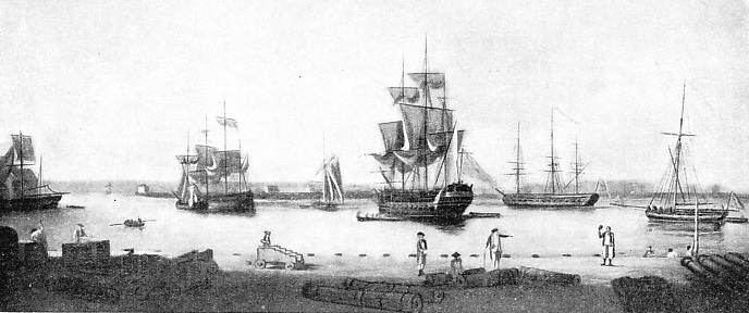 WARSHIPS OF THE ROYAL NAVY fitting out at Portsmouth in the time of Nelson