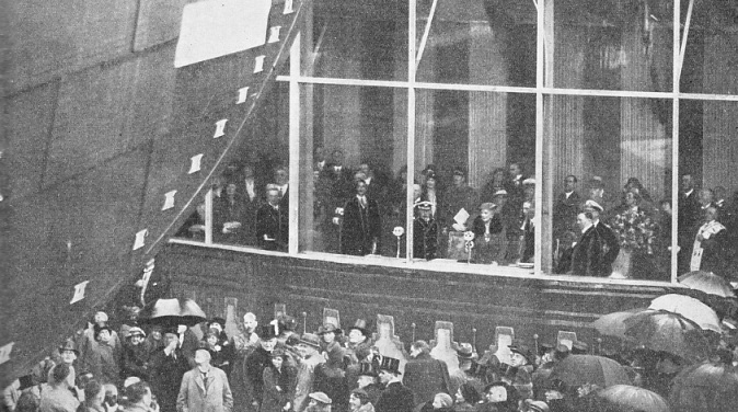 The launching of the giant new British liner the R.M.S. Queen Mary on September 26, 1934