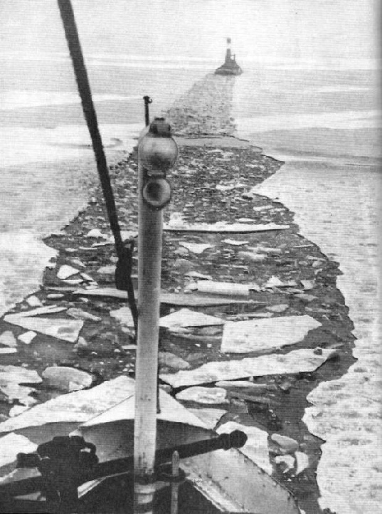 Dutch ice-breaker at work on the River Ijsel