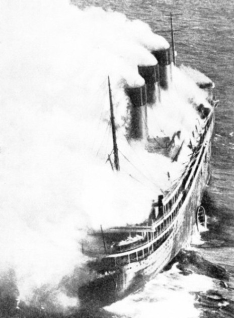 SMOKE POURING FROM THE ILL-FATED LINER, the Atlantique