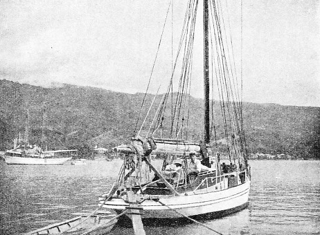 The Pacific Moon moored in Papeete Harbour, Tahiti, after a voyage lasting a year and five days