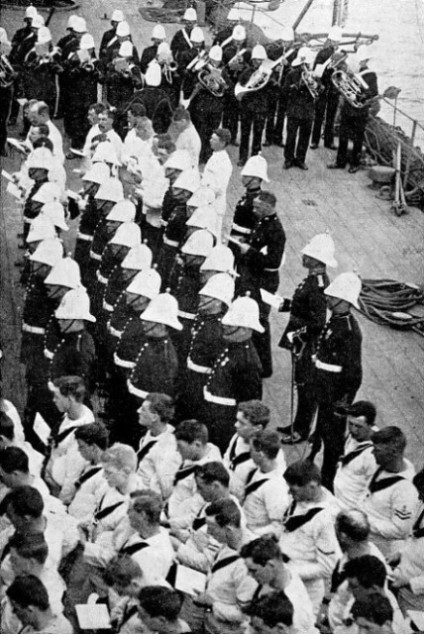 SUNDAY MORNING CHURCH PARADE on board H.M.S. Neptune