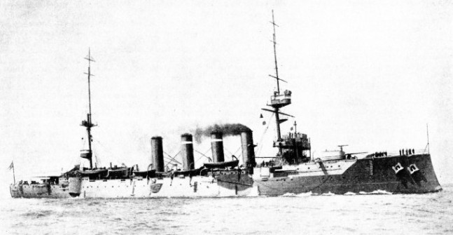 HMS Carnarvon, an armoured cruiser of 10,850 tons displacement