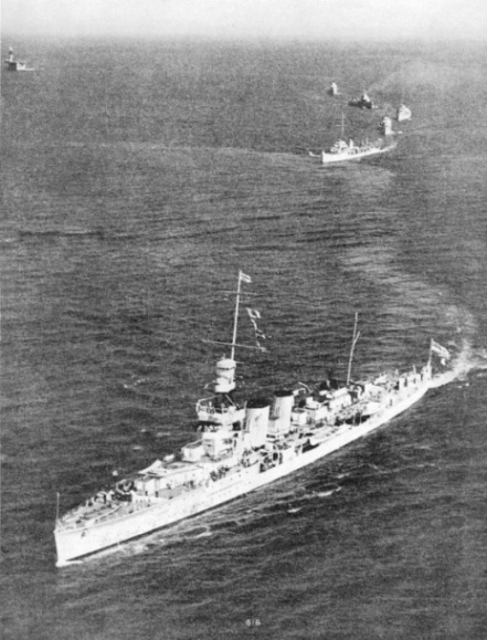 HMS Coventry leading destroyers during manoeuvres