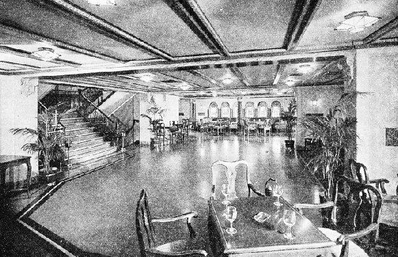 The veranda café of the Washington situated aft on the promenade deck