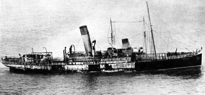 The Princess Ena ablaze in the English Channel