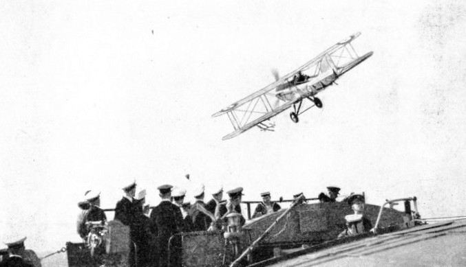 Aeroplanes taking off from H.M.S. Furious for exercise