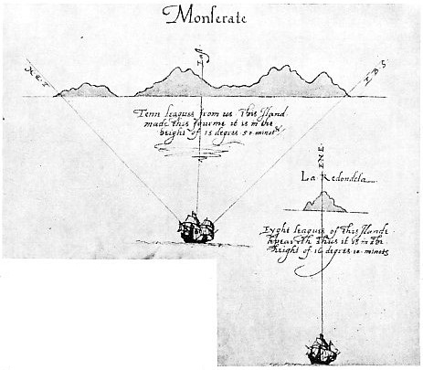 A DRAWING FROM AN OLD ATLAS illustrating Drake's last voyage to the Caribbean