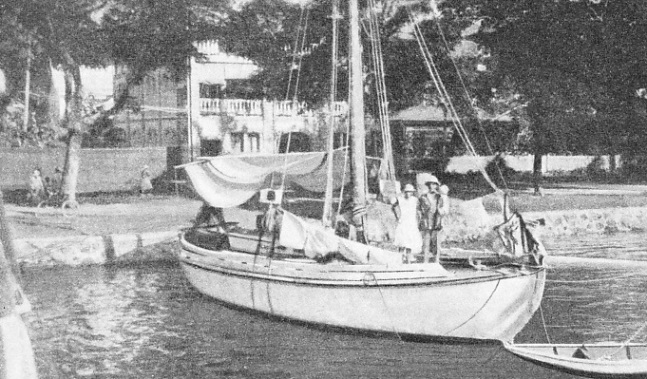 IN PAPEETE HARBOUR, Tahiti, the Teddy was moored stern-on to the embankment